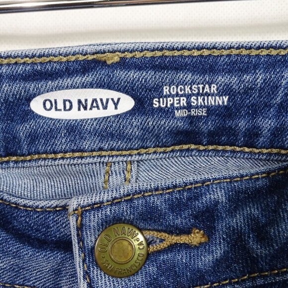 Old Navy Rockstar Super Skinny Mid-Rise Distressed Jeans Ripped Women Size 6 - Picture 4 of 10